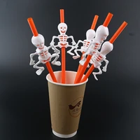 5pcsset plastic straws skeleton spooky drinking straws party fun for bar home vampire halloween decor