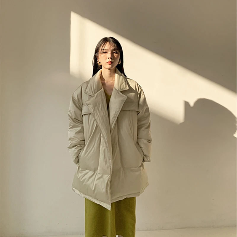 Новинка 2019 зимняя однотонная теплая свободная длинная куртка с капюшоном и