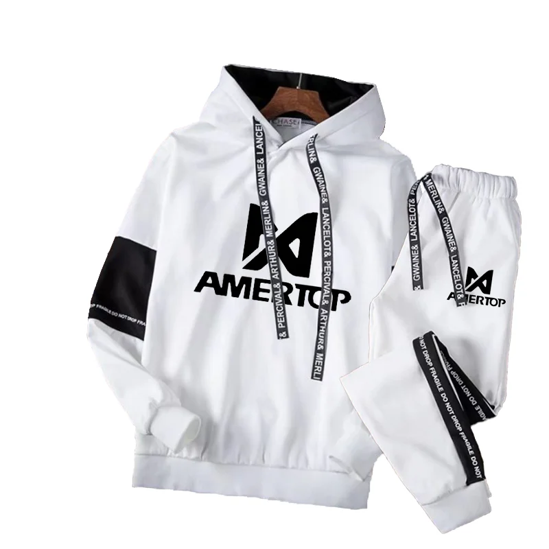 

Мужской спортивный костюм с толстовкой и брюками, повседневный свитшот с капюшоном и брюки, пуловер в стиле преппи, весна-осень