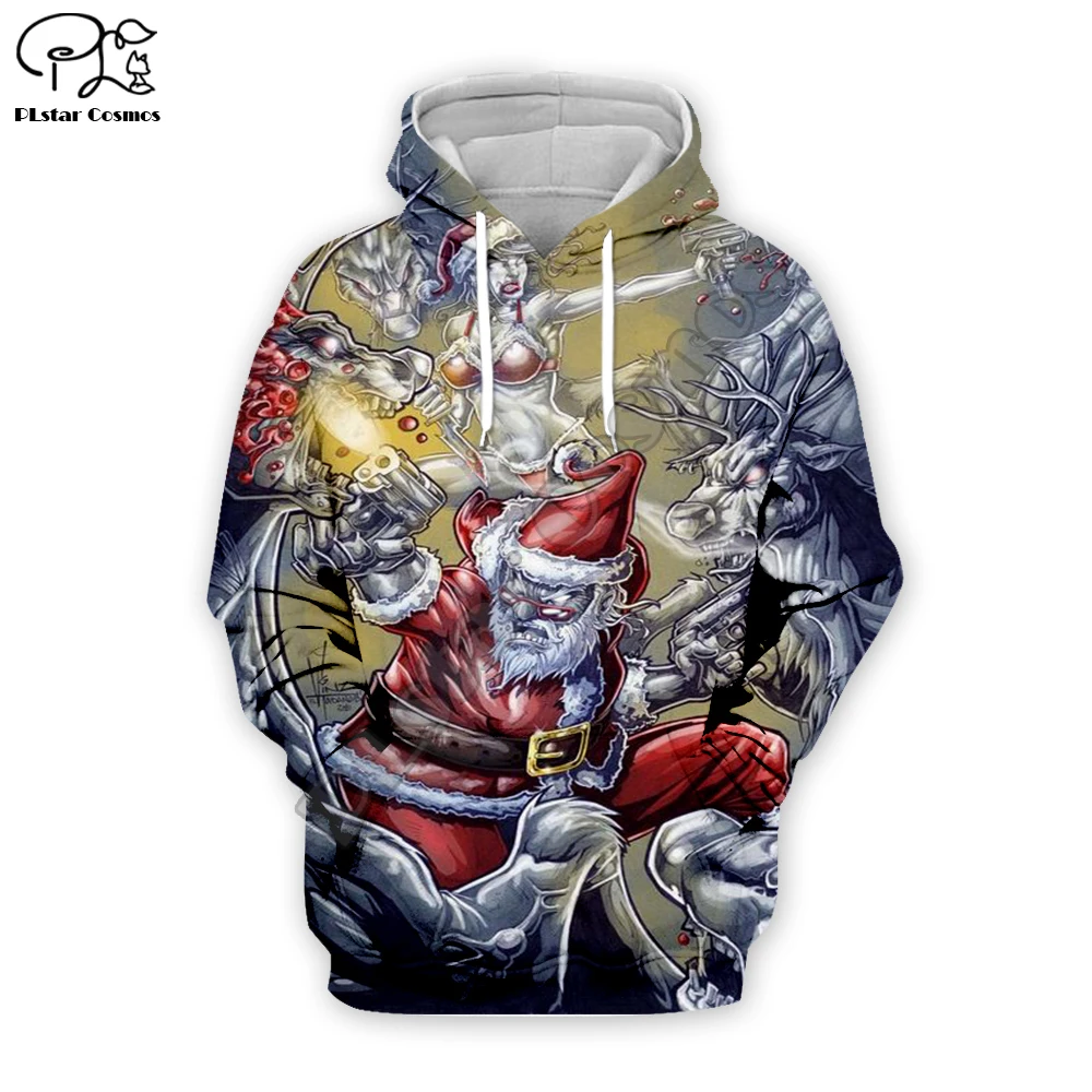 

Ух девушка Санта Клаус животных Рождественский свитер спортивный костюм Harajuku красочные забавные повседневные 3dprint для мужчин/Женская Толс...