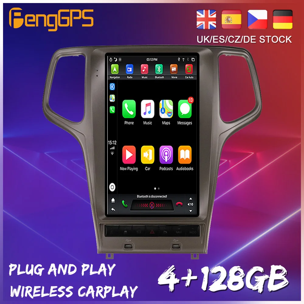 

Android 9.0 Tesla Style Screen For Jeep Grand Cherokee 2010 - 2019 Car Radio Multimedia Video Player Navigation GPS Auto 2 din
