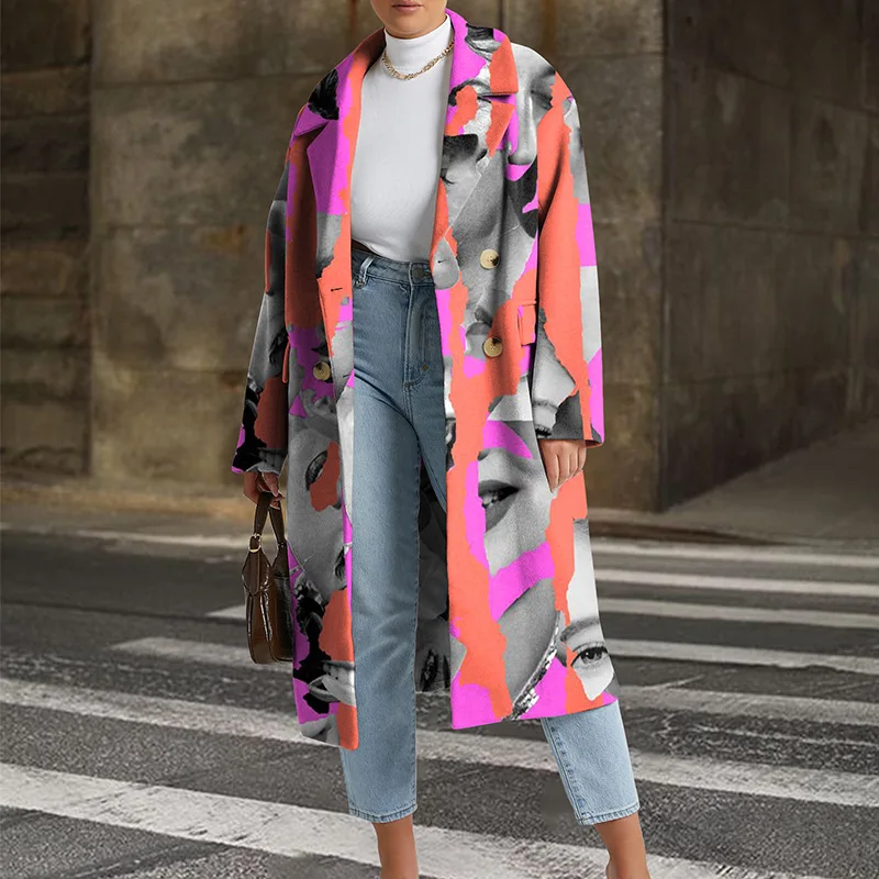 

Donsignet Women Trench Coat New Women Fashion Casual Cold Resistance Mid-Long Print Lapel Coat Abrigos Mujer Invierno 2021