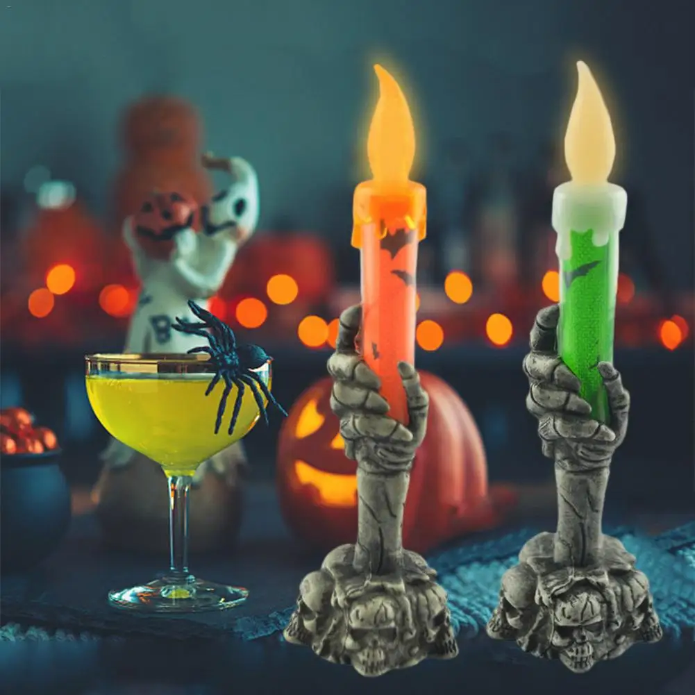 Смола светодиодный подсвечник Хэллоуин машина Арм 3 Шеделя Скелет Семья вечерние