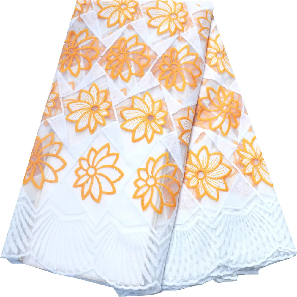 Нигерийская Кружевная Ткань 5 ярдов белая молочная шелковая сетка африканская