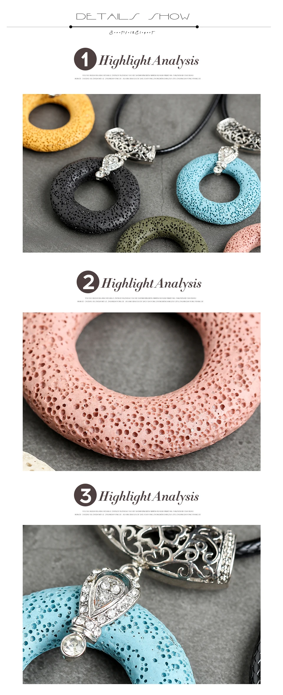Ювелирные изделия из вулканического камня, ожерелья, подвески, веревочные ожерелья, простые круглые мужские ожерелья из природного камня колье с подвеской, женское ювелирное изделие