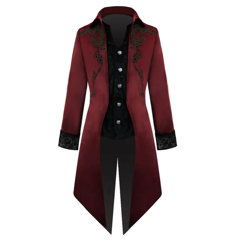 

Medieval Steampunk Tailcoat Halloween Costumes for Men, Renaissance Pirate Vampire Gothic Jackets Vintage Warlock Frock Coat