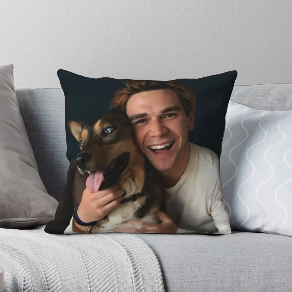 

KJ Apa Actor Square Pillowcase Polyester Linen Velvet Printed Zip Decorative Pillow Case Bed Cushion Cover