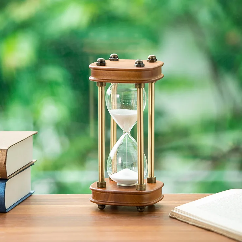 

60min Wood Hourglass Sand Clock Watch Glass Luxurious Wooden metal Timer Wedding Favors Home Decoration Accessories