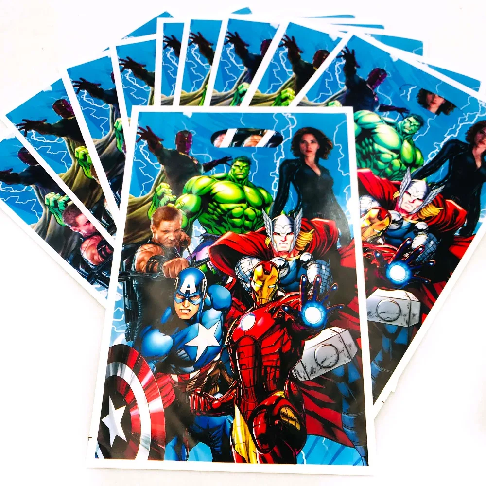 10 шт./компл. тематические подарочные сумки с Мстителями украшение для вечеринки в