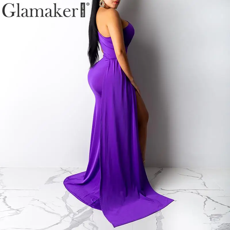 Glamaker сексуальное открытое облегающее платье нерегулярные фиолетовые вечерние