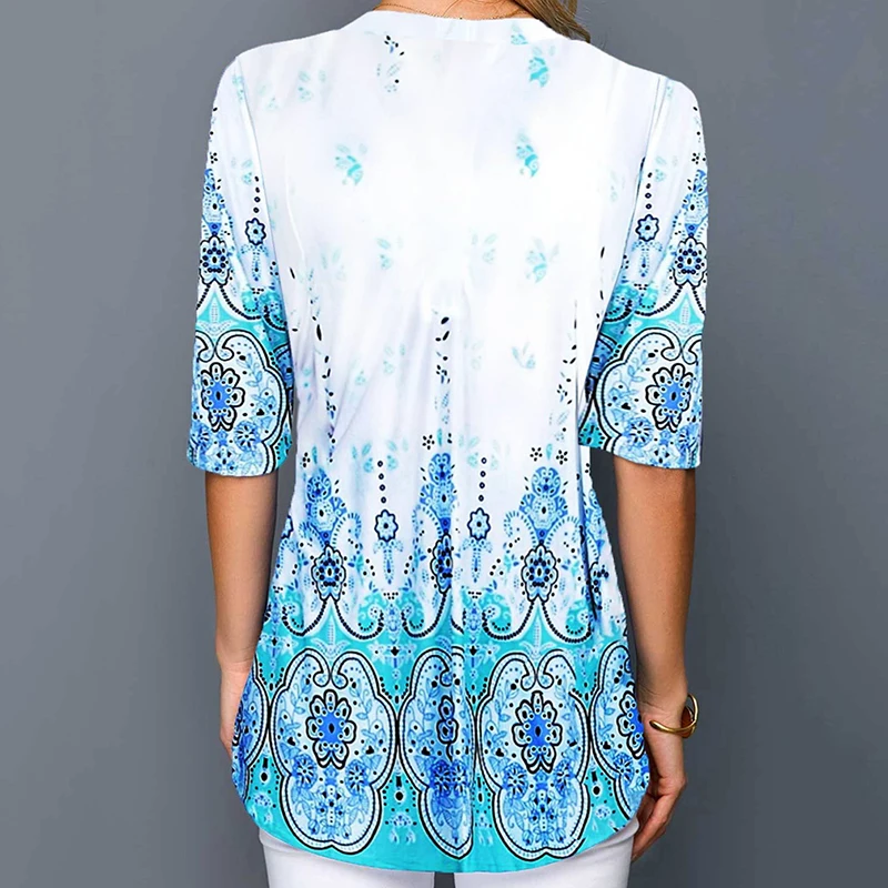 

Retro Half Sleeved Top women's Floral Printed Blouse New Fashion Casual Blusa Feminina Plus Size Blouse