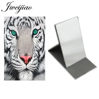 youhaken creative design tiger shape new mirror fashion trend stainless steel leather makeup portable girls pocket mirror
