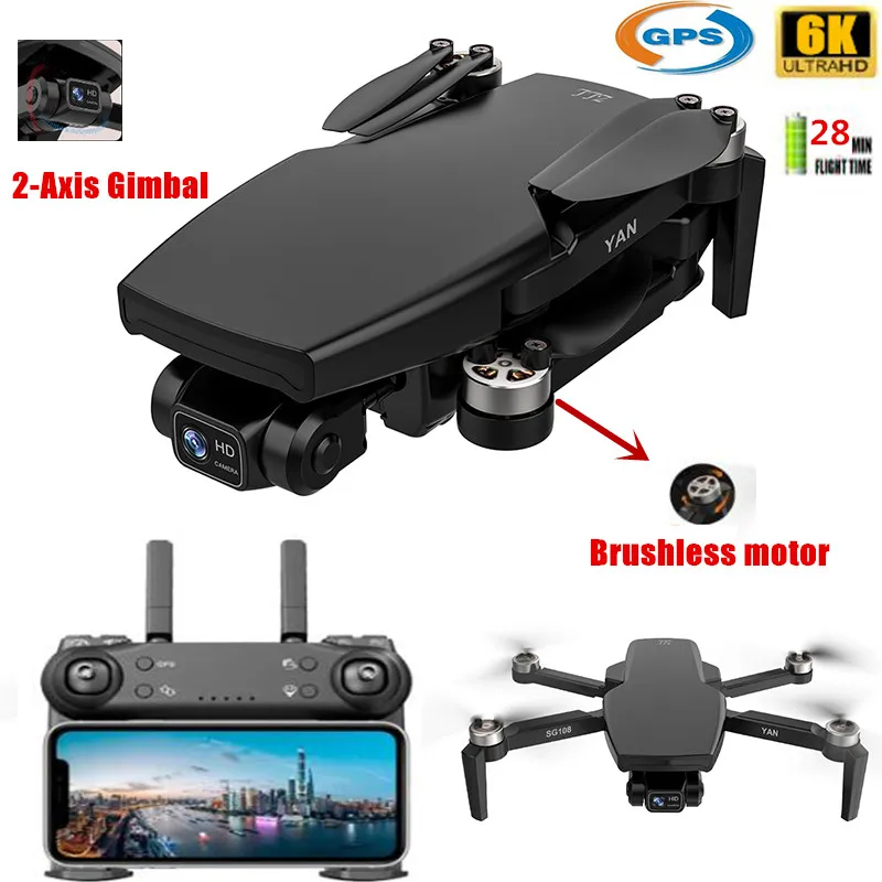 

Professional 6K Drone 2-Axis Gimbal EIS Double Camera 5G WIFI FPV Dron Brushless Motor 28Mins Distance 1.2km Rc Quadcopter