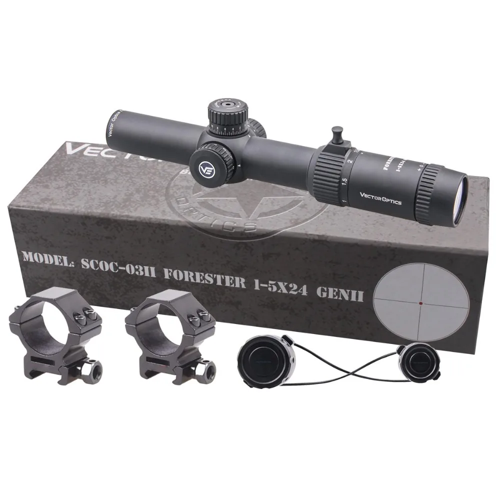 Векторная оптика GenII Forester 1-5x24 Riflescope 30 мм центральная точка с подсветкой подходит AR15. 223 7,62 мм Airgun страйкбол охотничий прицел
