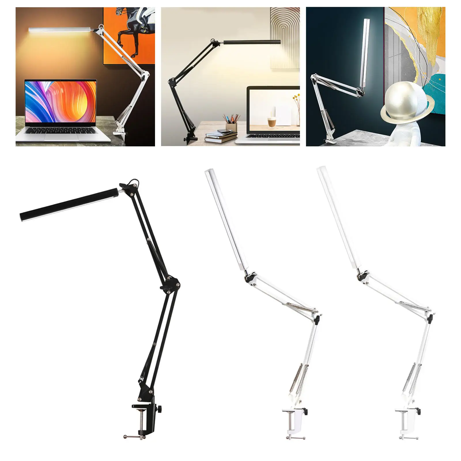 LED Desk Lamp with Clamp Swing Arm Eye-Caring Dimmable Light 10 Brightness Level 3 Mode for Home Office | Освещение