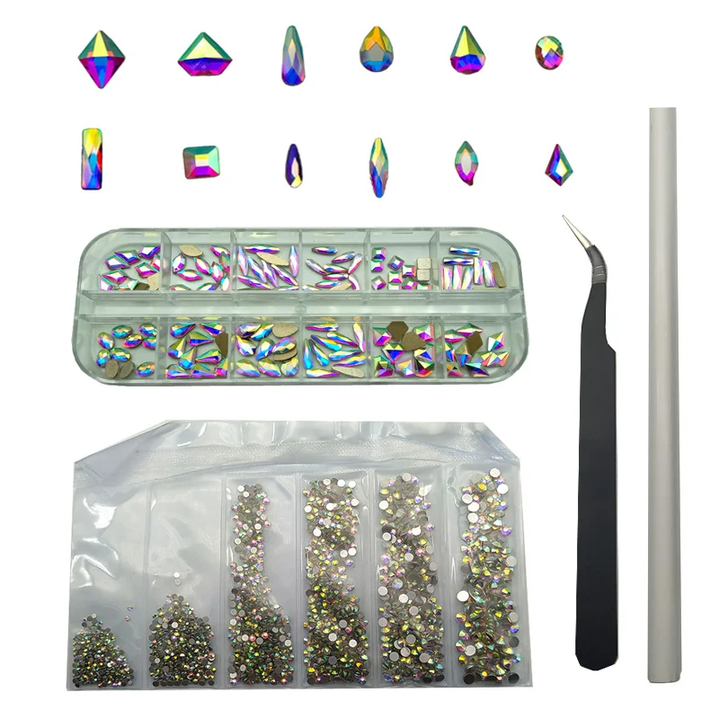 Искусственные стразы набор 1728 шт. бусины с плоской задней стороной для ногтей 120