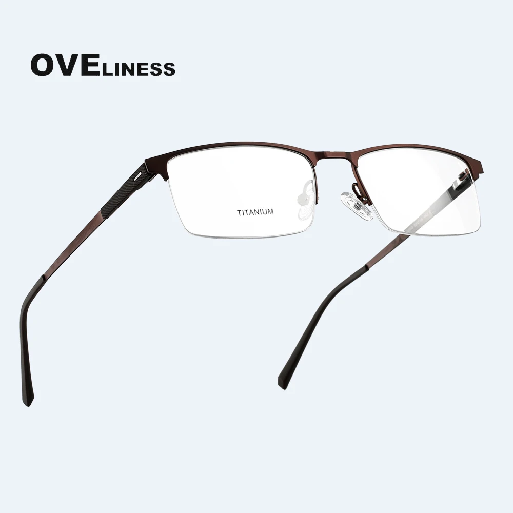 2020 Titanium Alloy eyeglasses Men Glasses Frame Male eyewear Myopia Prescription Computer Transparent Half Metal Eye | Аксессуары для