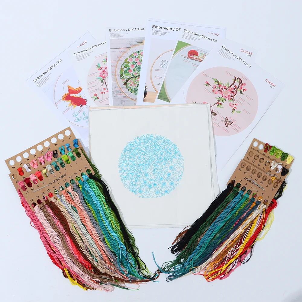 Набор для вышивки сделай сам с цветочным рисунком обруч крестиком рукоделие