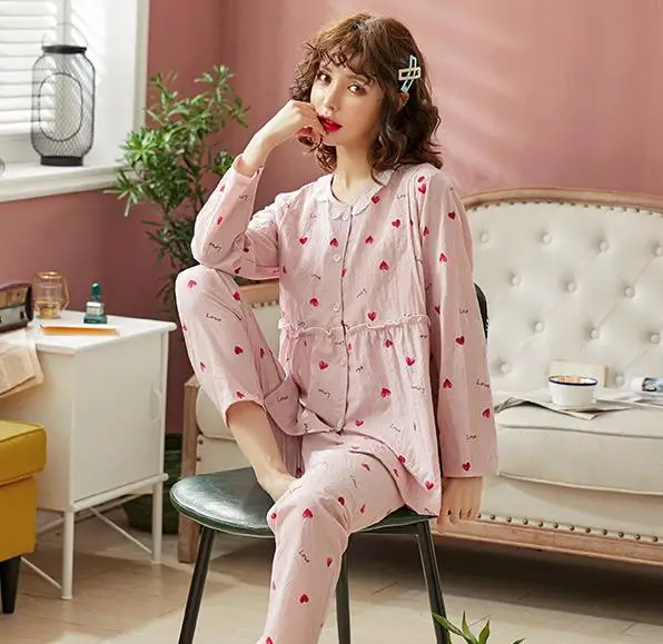 Весенне-осенняя свободная Пижама для беременных женщин комплект из 2 предметов