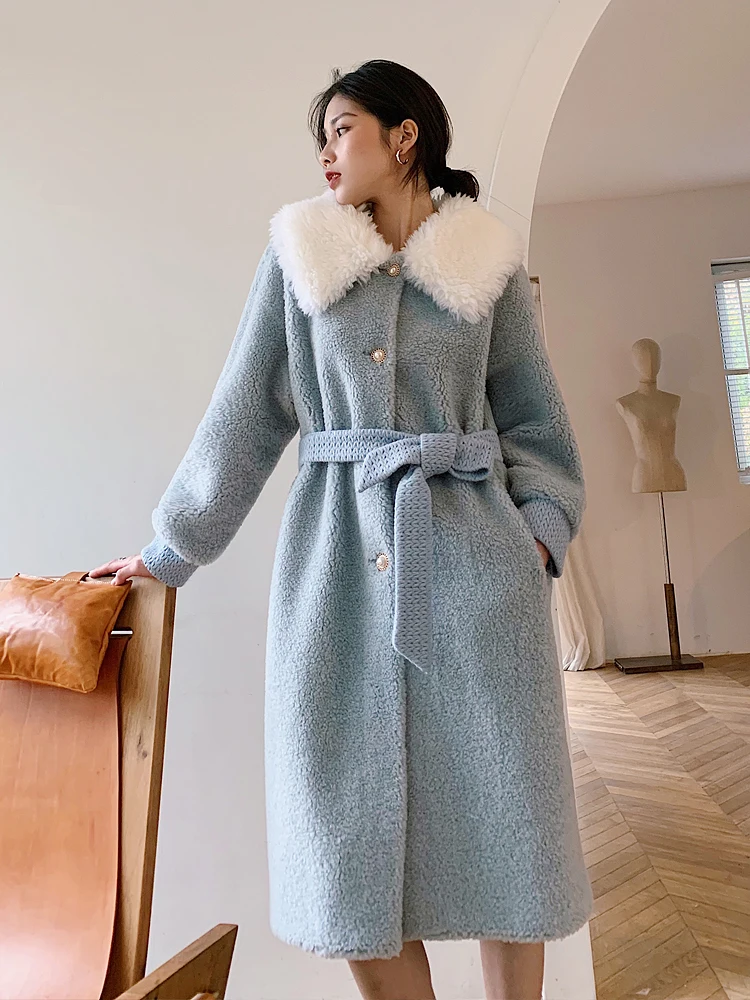 

JCHB 2021 High Quality Long Real Fur Coat Women 100% Wool Female Jacket Korean Winter Clothes Woman Fashion Mujeres Abrigos Pph