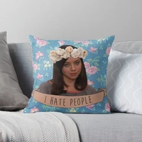 i hate people april ludgate soft decorative throw pillow cover for home pillows not included