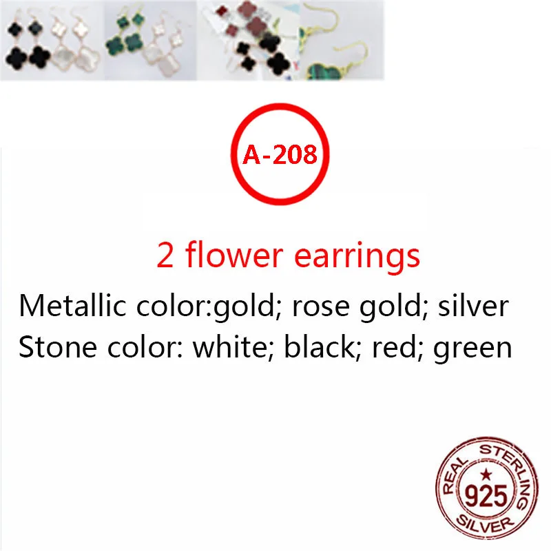 

A208 S925 sterling silver earrings simple personality fashion style hypoallergenic double flower clover shape girlfriend gift