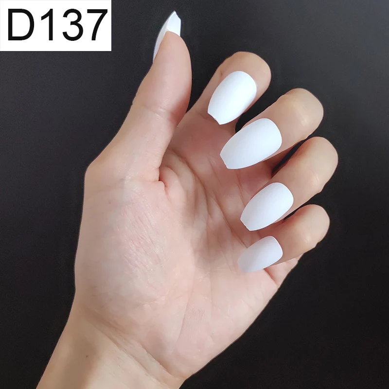 D137 Ballerina x 1P 24 шт./компл. стилет балерина гроб круглый овальной формы с полным покрытием матовая накладные ногти для ног, мягкая на ощупь, накладные ногти искусственные ногти Нейл Арта, набор - Цвет: D137 Ballerina x 1P
