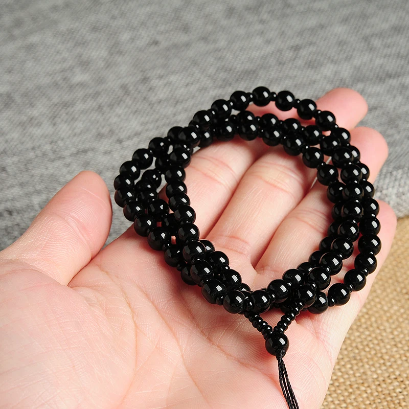 Оригинальное черное ожерелье из стеклянных бусин Висячие веревки модные