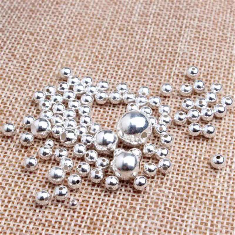 Silver 500/200/50/30/20 штук 4/6/8/10/12 мм с маленькими отверстиями, серебряные бусины ABS DIY Имитация Бисер для одежды круглые бусины для рукоделия для изготовления ювелирных изделий - Цвет: Silver