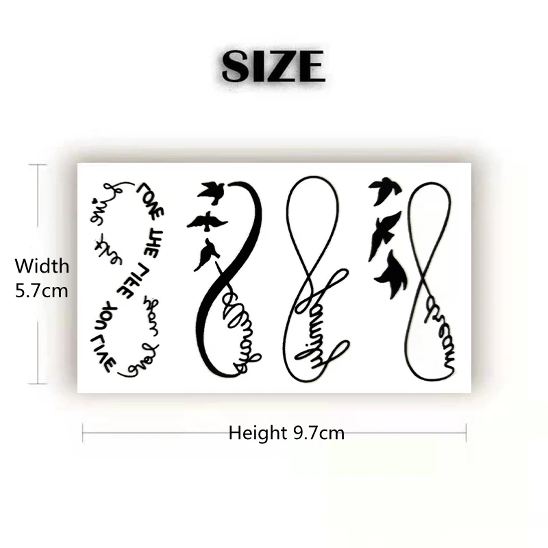 Male And Female Temporary Tattoo Sticker, 1 Piece, English Letters, Black Art, Henna, Waterproof False Tattoo, Human Body Art