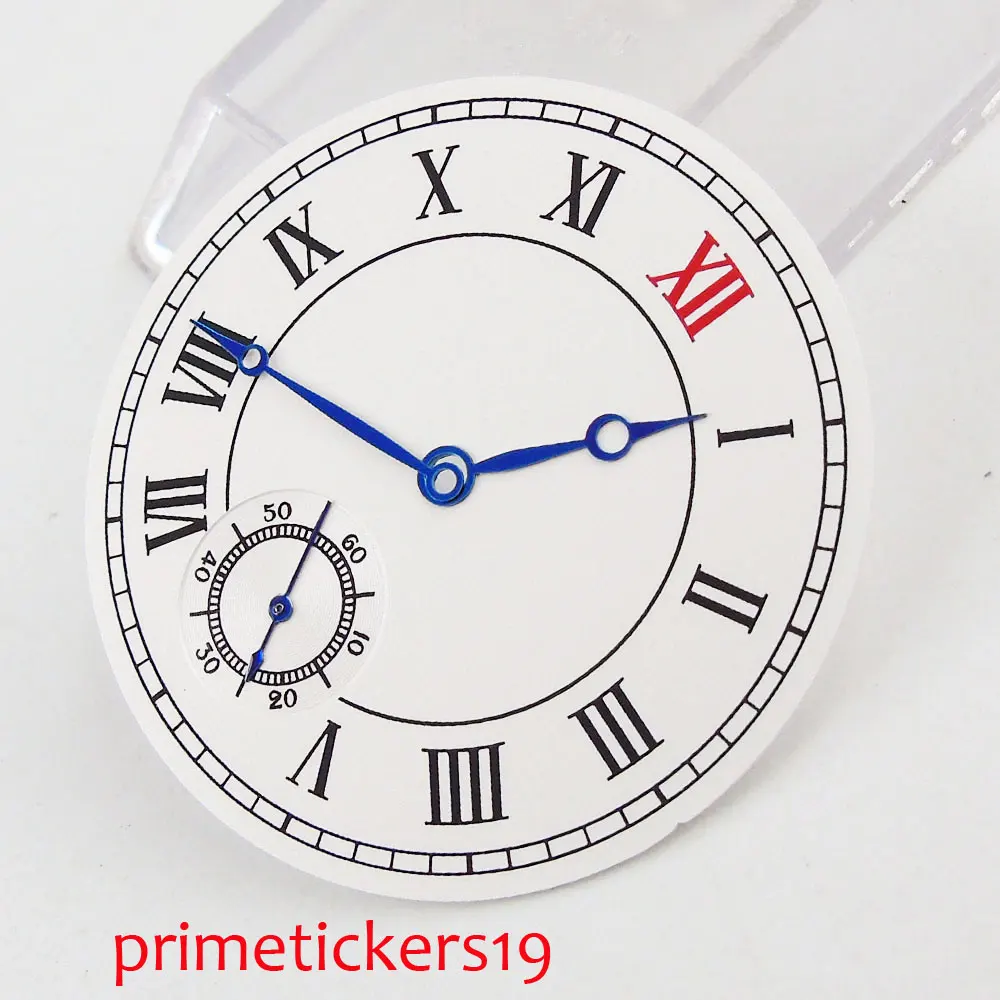 PARNIS 38.9mm white dial fit ETA 6498 hand winding movement blue hands | Наручные часы