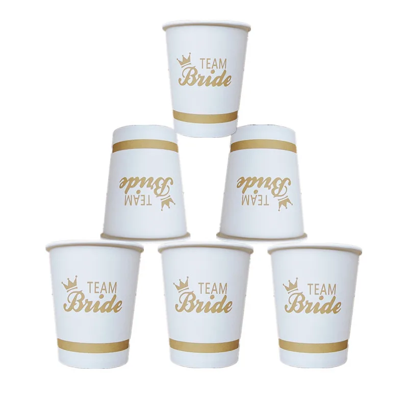 10pcs/set team Bride Paper Cup for Wedding Engagement Bachelorette Party Bridal Shower Decoration Bridesmaid Gift Favor-S | Дом и сад