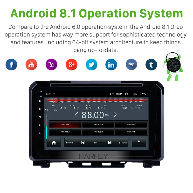Автомагнитола Harfey 2DIN 9 дюймов Android 8 1 для Suzuki JIMNY 2019 GPS-навигация мультимедийный