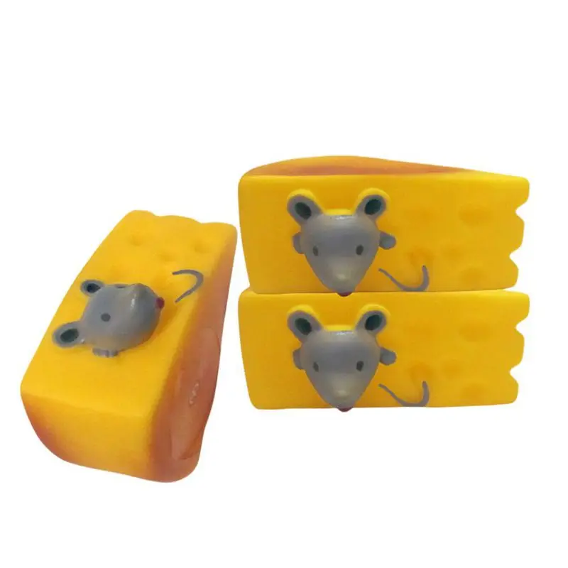 

Dog Chew Molar Toys Pet Bite Resistant Rubber Toy Cheese Mice Shaped Playthings Vinyl Funny Dog Toys For Small Medium Large Dogs