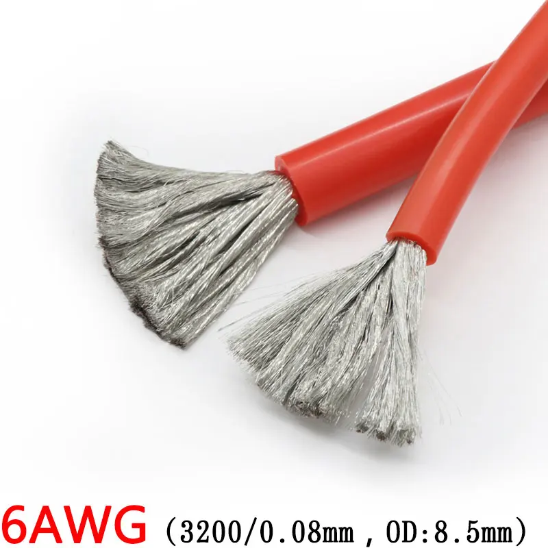6AWG силиконовый гелевый резиновый провод OD 8 5 мм гибкий кабель