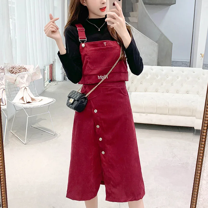 Женский комплект из двух предметов PERHAPS U Вельветовая юбка средней длины с