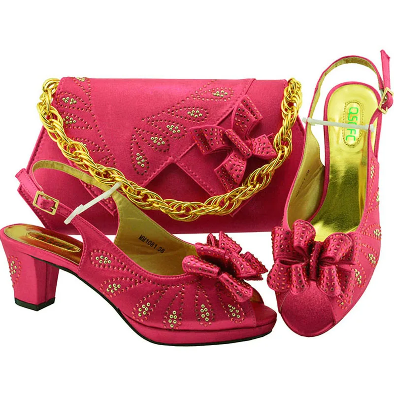 

Italian design Shoe and Bag Set African Matching Shoes and Bags Italian In Women Nigerian Fuchsia Shoes and Matching Bags