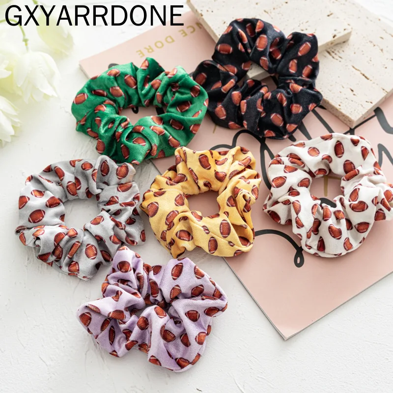 

2021 Scrunchie Girls Rugby Velvet Hair Tie Rope Flannel Elastic Hair Bands Soft Basketball Sports Hair Accessories for Women