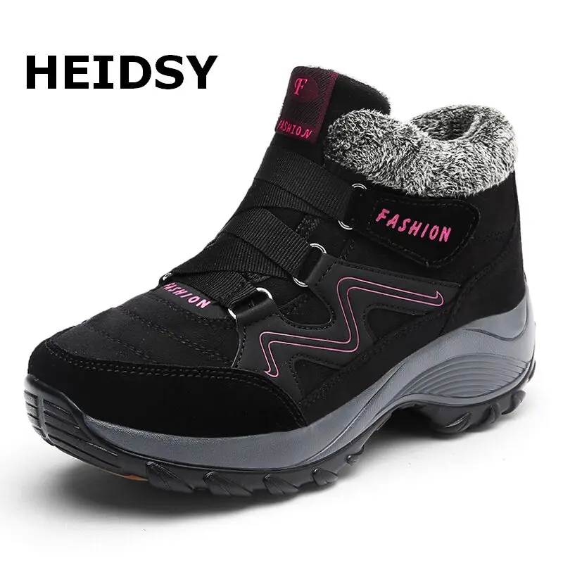 Зимние женские теплые ботинки Heidsy большие размеры водонепроницаемые