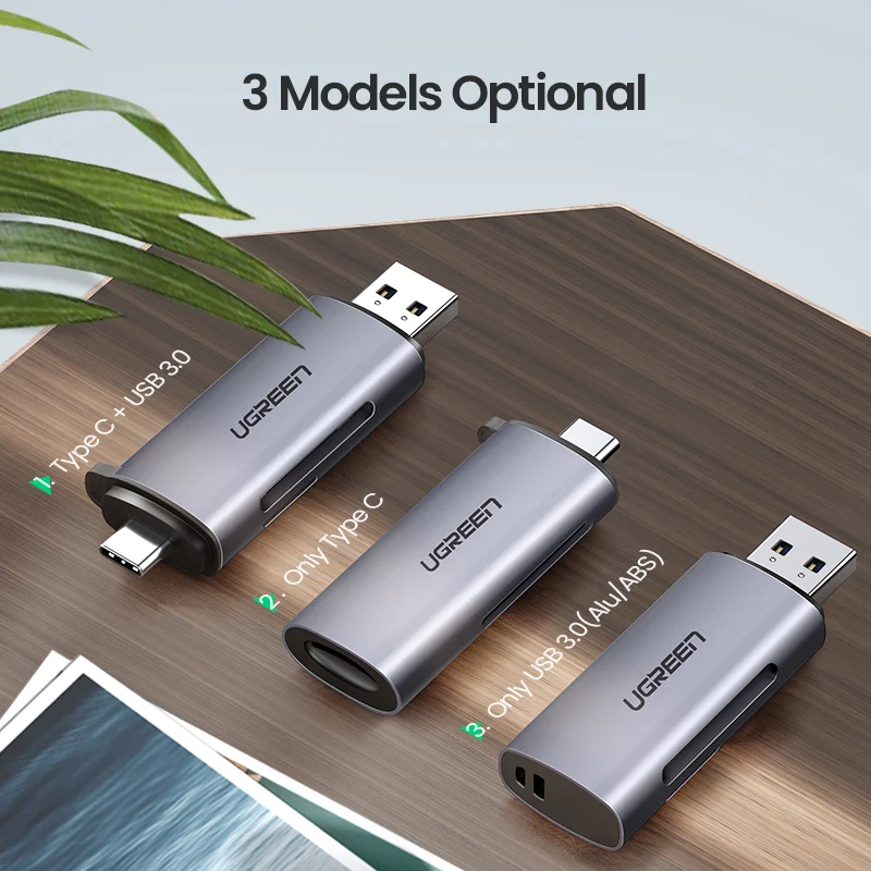 Ugreen кард-ридер USB 3,0 type C для SD Micro SD TF адаптер для ноутбуков Аксессуары OTG кардридер смарт-карта памяти SD кардридер