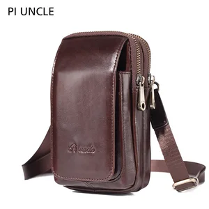 Мужская поясная сумка-мессенджер из натуральной кожи, 6 дюймов