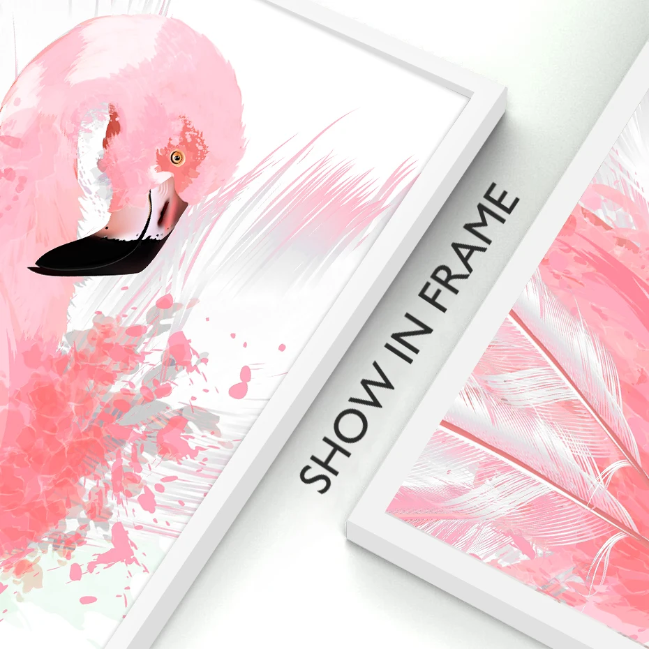 Красивые постеры с розовым фламинго и перьями абстрактная фигурка Картина на