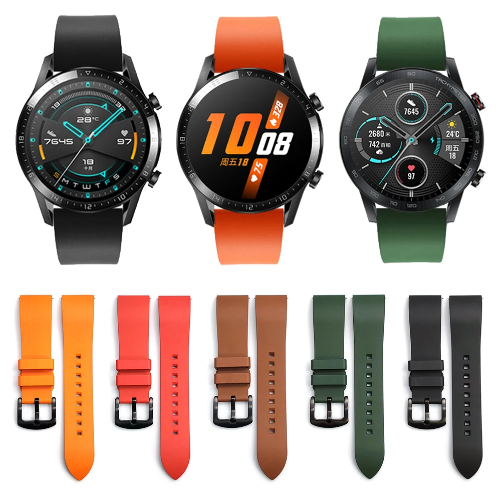 Ремешок резиновый для HUAWEI WATCH GT 2 GT2 силиконовый браслет HONOR Magic Watch 46 мм 42