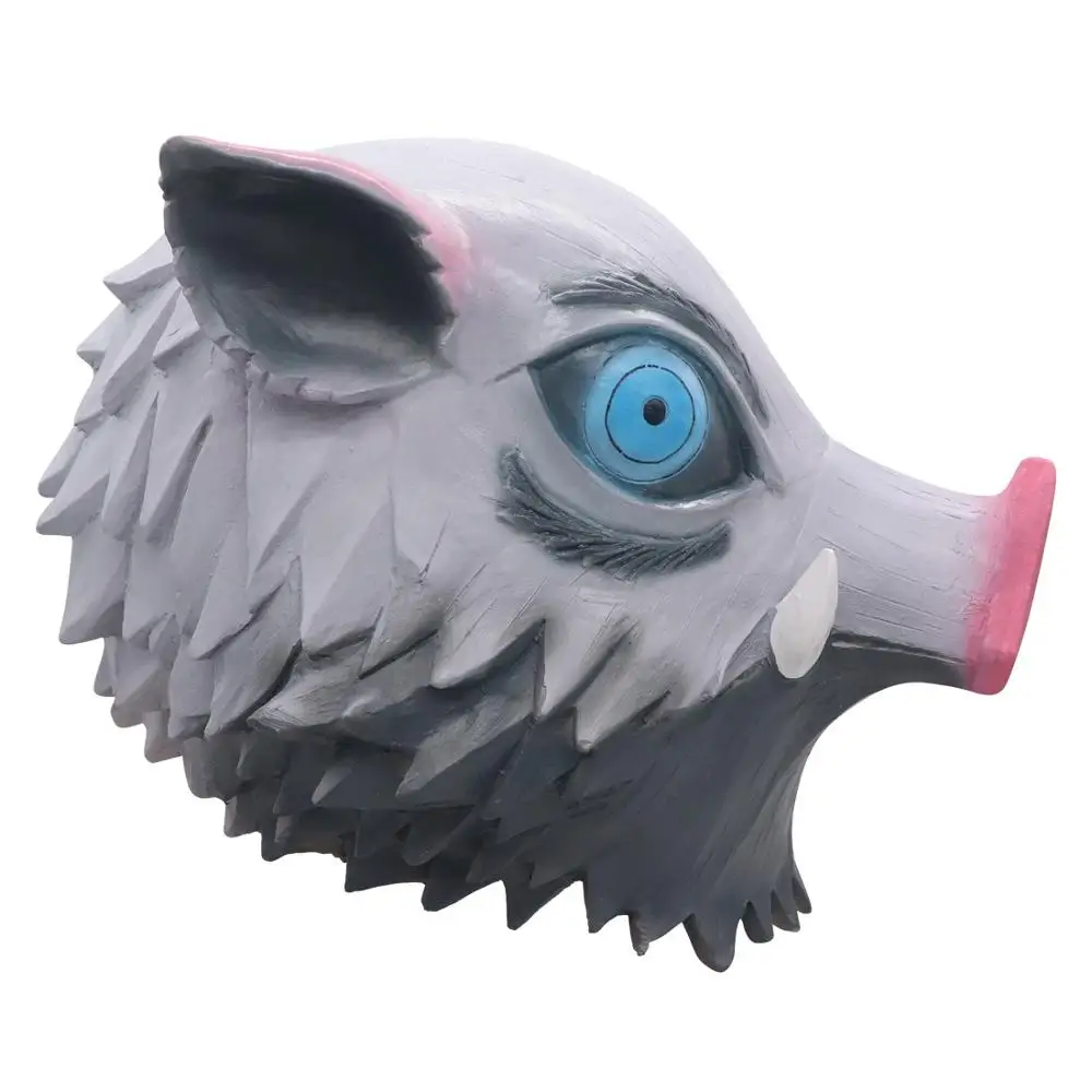 Demon Slayer Kimetsu no Yaiba Mask Cosplay Costume Hashibira Inosuke Halloween Latex Masks Wild Boar Prop