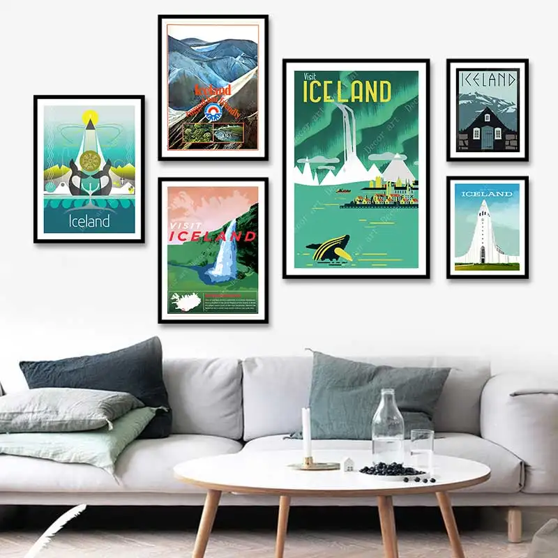 Винтажная Картина на холсте с изображением винтажной мельницы из Исландии Кели