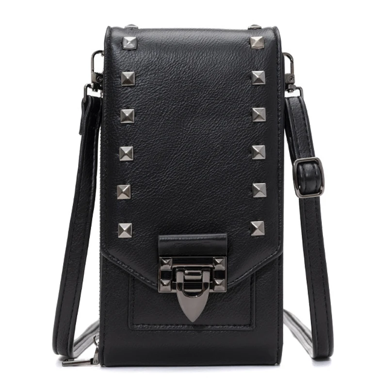 

Сумка-мессенджер с заклепками Женская, бумажник кросс-боди, дамская сумочка на плечо, саквояж с кармашком для карт