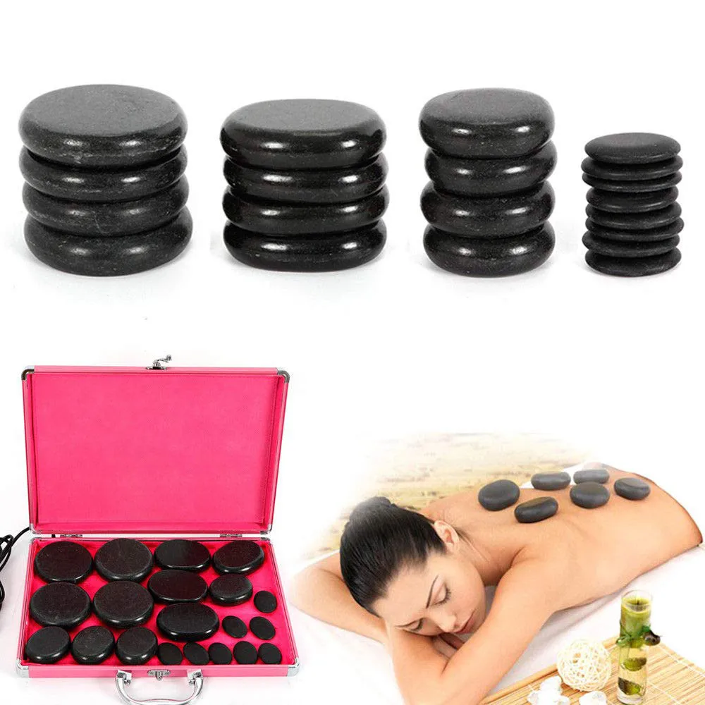 

20 Pcs Basalt Hot Stones Set Hot Rocks Massage Stones Kit With Heater Box For Body Massage Spa Massager Stone Beauty Salon New