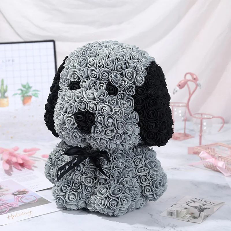 38cm Rose Huba dog with LED Flower Artificial Flowers Home Wedding Festival Decoration Gift Box | Дом и сад