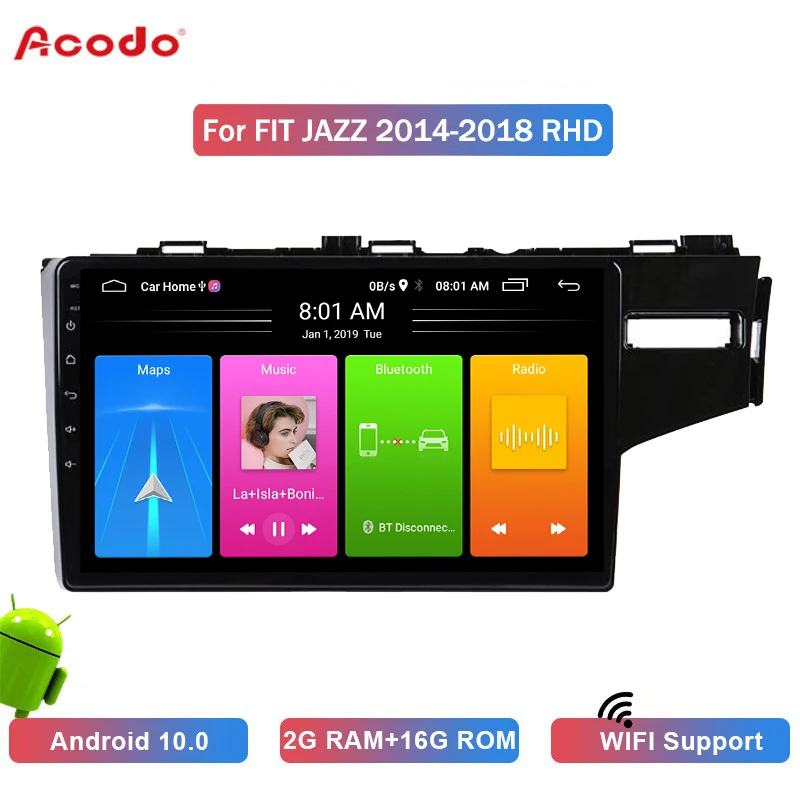 

Автомобильный радиоприемник ACODO 2 + 16G Android 10,0, мультимедийный плеер для Honda Fit Right Rudder 2014-2018, навигация GPS, 2 din