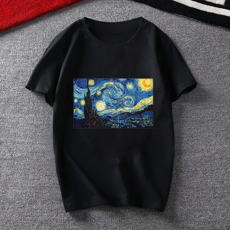 Женская футболка летняя Винтажная с графическим принтом Ван Гога модная